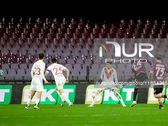 Jayden Braaf of US Salernitana during the Serie BKT match between US Salernitana and Brescia Calcio at Stadio Arechi on December 20, 2024 in...