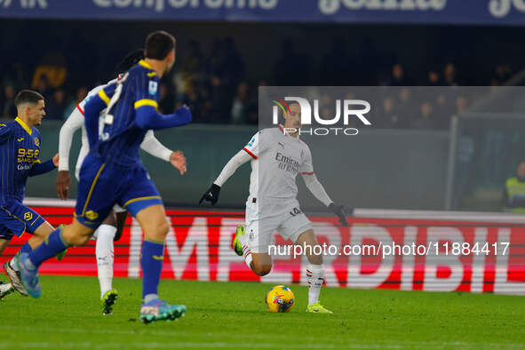 AC Milan's Tijjani Reijnders participates in the Italian Serie A Enilive soccer championship football match between Hellas Verona FC and AC...