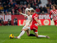 Players are in action during the LaLiga EA Sports 2024-2025 match between Girona FC and Real Valladolid at Montilivi Stadium in Girona, Spai...