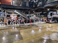 A storm hits the south zone of Sao Paulo in the region of the Joao Dias terminal in Sao Paulo, Brazil, on December 20, 2024, causing traffic...