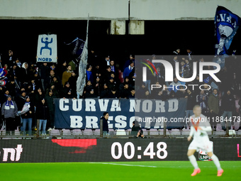 Supporters of Brescia Calcio during the Serie BKT match between US Salernitana and Brescia Calcio at Stadio Arechi on December 20, 2024 in S...