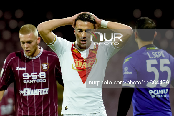 Gabriele Moncini of Brescia Calcio looks dejected during the Serie BKT match between US Salernitana and Brescia Calcio at Stadio Arechi on D...