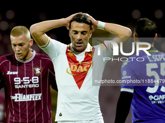 Gabriele Moncini of Brescia Calcio looks dejected during the Serie BKT match between US Salernitana and Brescia Calcio at Stadio Arechi on D...