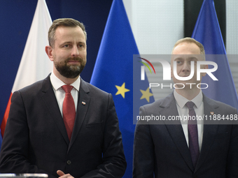 Polish Deputy Prime Minister and Defence Minister Wladyslaw Kosiniak-Kamysz and Deputy Minister at the Ministry of Defence Cezary Tomczyk ta...