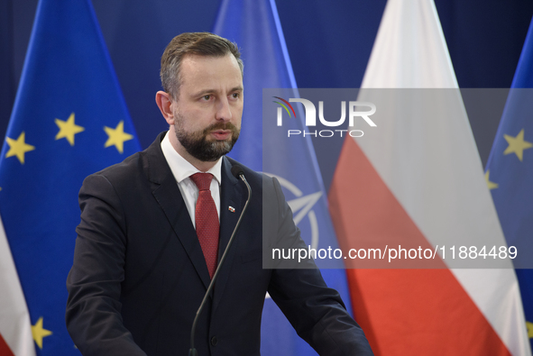 Polish Deputy Prime Minister and Defence Minister Wladyslaw Kosiniak-Kamysz speaks during a press conference in Warsaw, Poland, on December...