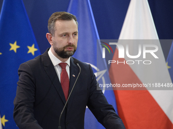 Polish Deputy Prime Minister and Defence Minister Wladyslaw Kosiniak-Kamysz speaks during a press conference in Warsaw, Poland, on December...