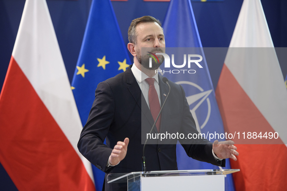 Polish Deputy Prime Minister and Defence Minister Wladyslaw Kosiniak-Kamysz speaks during a press conference in Warsaw, Poland, on December...