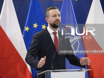 Polish Deputy Prime Minister and Defence Minister Wladyslaw Kosiniak-Kamysz speaks during a press conference in Warsaw, Poland, on December...