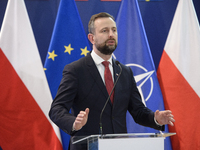 Polish Deputy Prime Minister and Defence Minister Wladyslaw Kosiniak-Kamysz speaks during a press conference in Warsaw, Poland, on December...