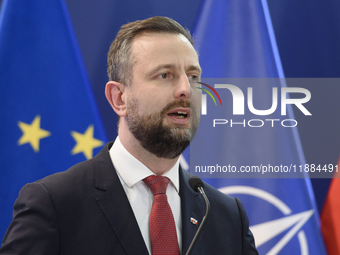 Polish Deputy Prime Minister and Defence Minister Wladyslaw Kosiniak-Kamysz speaks during a press conference in Warsaw, Poland, on December...