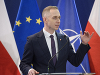 Polish Deputy Prime Minister and Defence Minister Wladyslaw Kosiniak-Kamysz speaks during a press conference in Warsaw, Poland, on December...