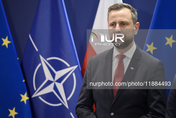 Polish Deputy Prime Minister and Defence Minister Wladyslaw Kosiniak-Kamysz looks on during a press conference in Warsaw, Poland, on Decembe...