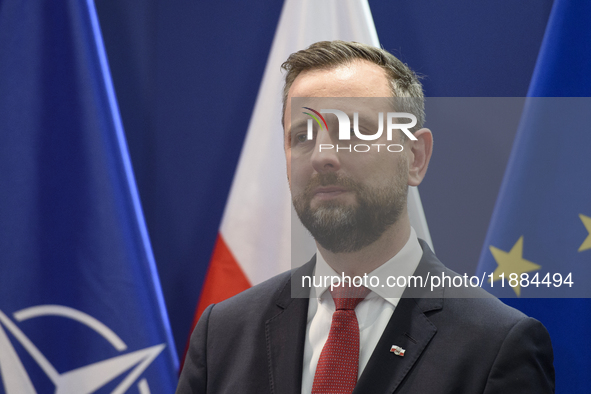 Polish Deputy Prime Minister and Defence Minister Wladyslaw Kosiniak-Kamysz looks on during a press conference in Warsaw, Poland, on Decembe...