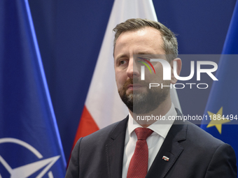 Polish Deputy Prime Minister and Defence Minister Wladyslaw Kosiniak-Kamysz looks on during a press conference in Warsaw, Poland, on Decembe...