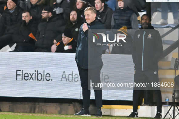 Manager Garry Monk of Cambridge United is present during the Sky Bet League 1 match between Cambridge United and Huddersfield Town at the Cl...