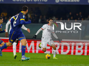 AC Milan's Tijjani Reijnders participates in the Italian Serie A Enilive soccer championship football match between Hellas Verona FC and AC...