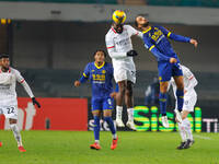 AC Milan's Youssouf Fofana plays against Hellas Verona's Grigoris Kastanos during the Italian Serie A Enilive soccer championship football m...