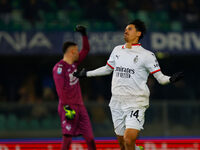 AC Milan's Tijjani Reijnders celebrates after scoring a goal during the Italian Serie A Enilive soccer championship football match between H...