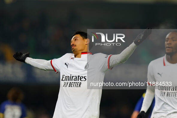 AC Milan's Tijjani Reijnders celebrates after scoring a goal during the Italian Serie A Enilive soccer championship football match between H...