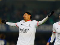 AC Milan's Tijjani Reijnders celebrates after scoring a goal during the Italian Serie A Enilive soccer championship football match between H...