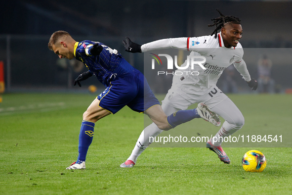 Rafael Leao of AC Milan plays during the Italian Serie A Enilive soccer championship match between Hellas Verona FC and AC Milan at Marcanto...