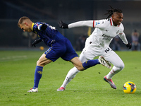 Rafael Leao of AC Milan plays during the Italian Serie A Enilive soccer championship match between Hellas Verona FC and AC Milan at Marcanto...