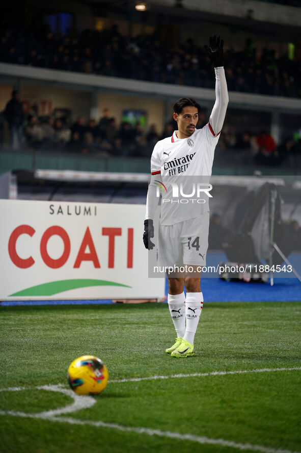 AC Milan's Tijjani Reijnders participates in the Italian Serie A Enilive soccer championship football match between Hellas Verona FC and AC...