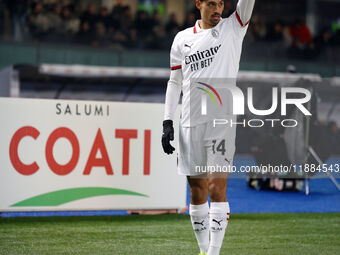 AC Milan's Tijjani Reijnders participates in the Italian Serie A Enilive soccer championship football match between Hellas Verona FC and AC...