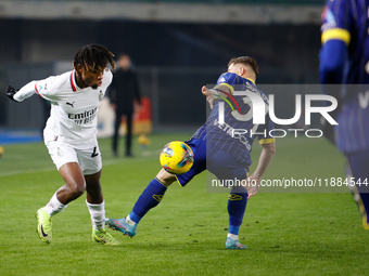 AC Milan's Samuel Chukwueze plays against Hellas Verona during the Italian Serie A soccer match between Hellas Verona FC and AC Milan at Mar...