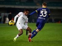 AC Milan's Samuel Chukwueze plays against Hellas Verona's Ondrej Duda during the Italian Serie A Enilive soccer championship football match...