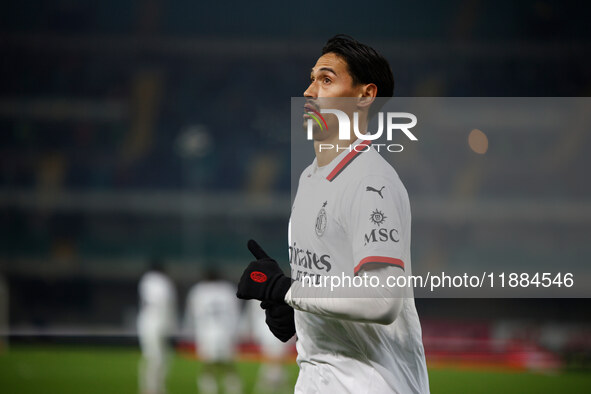 AC Milan's Tijjani Reijnders participates in the Italian Serie A Enilive soccer championship football match between Hellas Verona FC and AC...