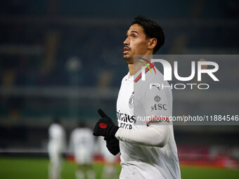 AC Milan's Tijjani Reijnders participates in the Italian Serie A Enilive soccer championship football match between Hellas Verona FC and AC...