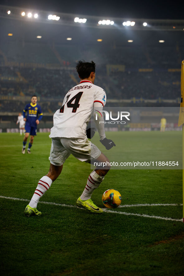 AC Milan's Tijjani Reijnders participates in the Italian Serie A Enilive soccer championship football match between Hellas Verona FC and AC...