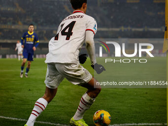 AC Milan's Tijjani Reijnders participates in the Italian Serie A Enilive soccer championship football match between Hellas Verona FC and AC...