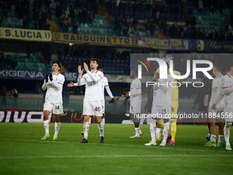 Milan's team celebrates during the Italian Serie A Enilive soccer championship football match between Hellas Verona FC and AC Milan at Marca...