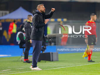 Hellas Verona's head coach Paolo Zanetti is present during the Italian Serie A Enilive soccer championship football match between Hellas Ver...