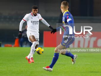 AC Milan's Emerson Royal participates in the Italian Serie A Enilive soccer championship football match between Hellas Verona FC and AC Mila...