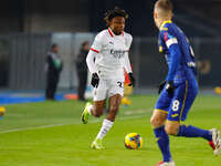 AC Milan's Samuel Chukwueze participates in the Italian Serie A Enilive soccer championship football match between Hellas Verona FC and AC M...