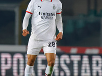 AC Milan's Malick Thiaw participates in the Italian Serie A Enilive soccer championship football match between Hellas Verona FC and AC Milan...