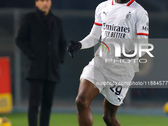 AC Milan's Youssouf Fofana participates in the Italian Serie A Enilive soccer championship football match between Hellas Verona FC and AC Mi...