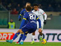 AC Milan's Samuel Chukwueze plays against Hellas Verona's Daniele Ghilardi during the Italian Serie A Enilive soccer championship football m...