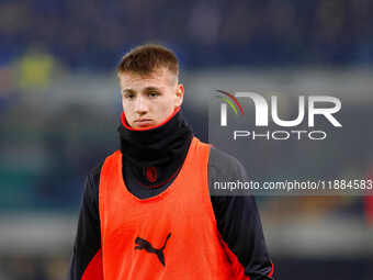 Francesco Camara of AC Milan participates in the Italian Serie A Enilive soccer championship football match between Hellas Verona FC and AC...