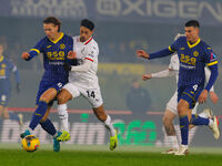 AC Milan's Tijjani Reijnders plays against Hellas Verona's Daniele Ghilardi during the Italian Serie A Enilive soccer championship football...