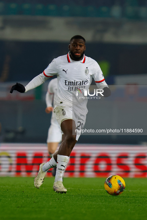 AC Milan's Youssouf Fofana participates in the Italian Serie A Enilive soccer championship football match between Hellas Verona FC and AC Mi...