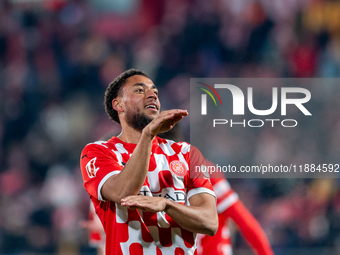 Arnaut Danjuma of Girona FC celebrates after scoring a goal during the LaLiga EA Sports 2024 - 2025 match between Girona FC and Real Vallado...