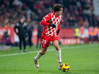 Bryan Gil of Girona FC is in action during the LaLiga EA Sports 2024-2025 match between Girona FC and Real Valladolid at Estadi Municipal Mo...