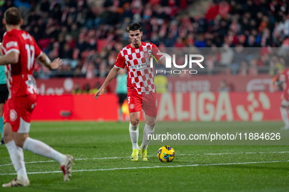 Miguel Gutierrez of Girona FC is in action during the LaLiga EA Sports 2024-2025 match between Girona FC and Real Valladolid at Estadi Munic...