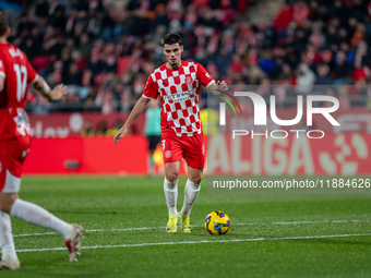 Miguel Gutierrez of Girona FC is in action during the LaLiga EA Sports 2024-2025 match between Girona FC and Real Valladolid at Estadi Munic...