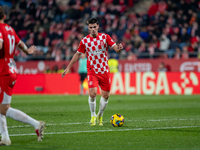 Miguel Gutierrez of Girona FC is in action during the LaLiga EA Sports 2024-2025 match between Girona FC and Real Valladolid at Estadi Munic...