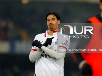 AC Milan's Tijjani Reijnders celebrates after scoring a goal during the Italian Serie A Enilive soccer championship football match between H...